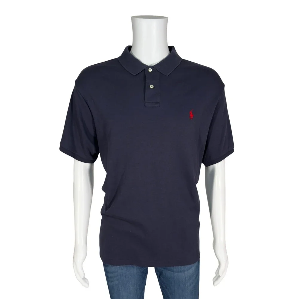 Polo Ralph Lauren Polo Shirt Mens XXL Navy Blue Custom Fit Short Sleeve